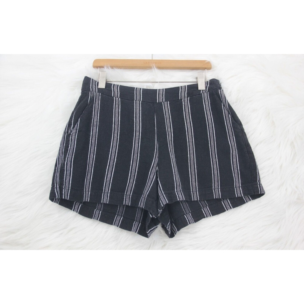 American Original Rewash Brand Women's Black White Stripe Shorts S Linen Bld 380